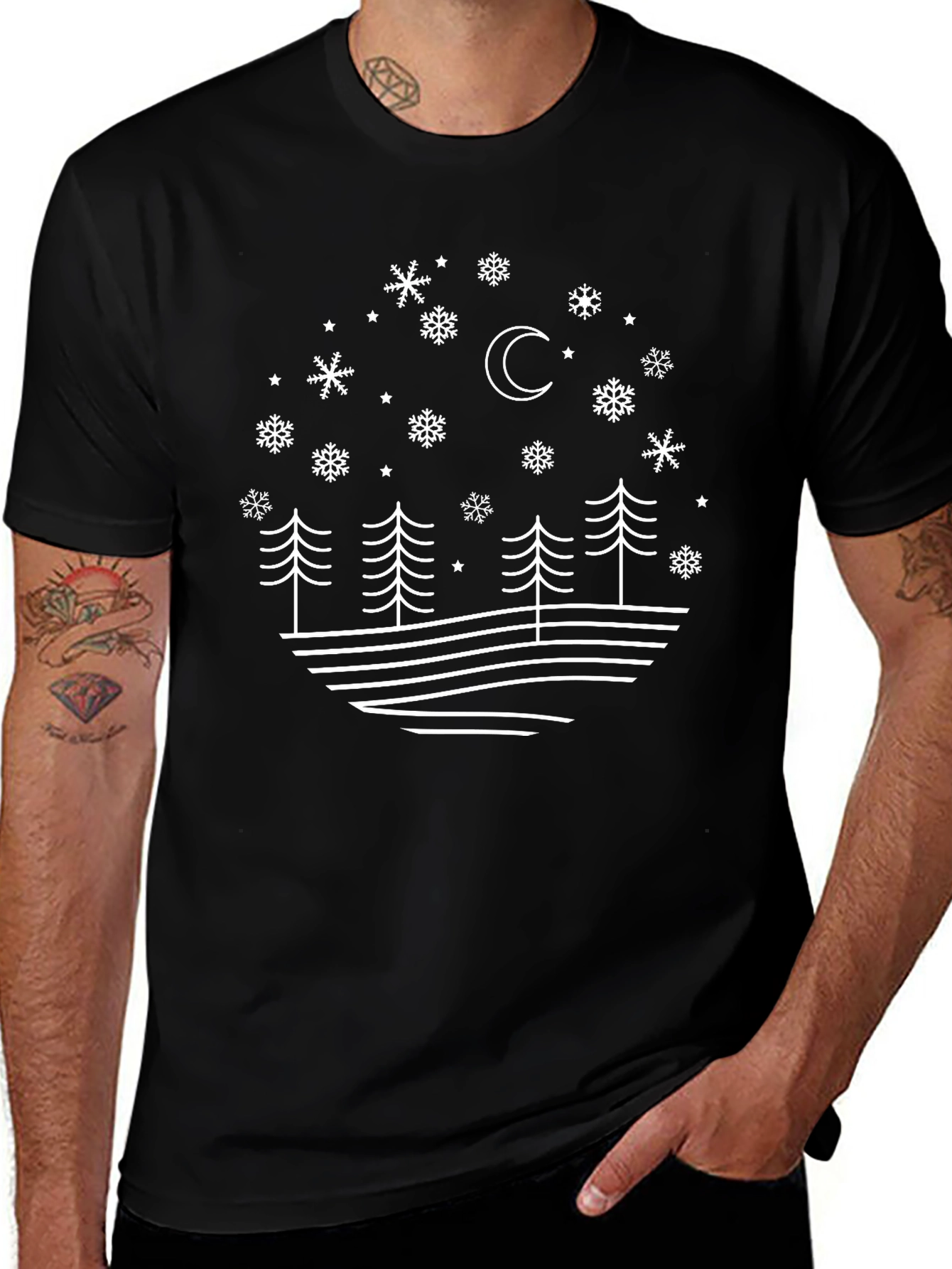 Winter Forest Graphic Tee - Black