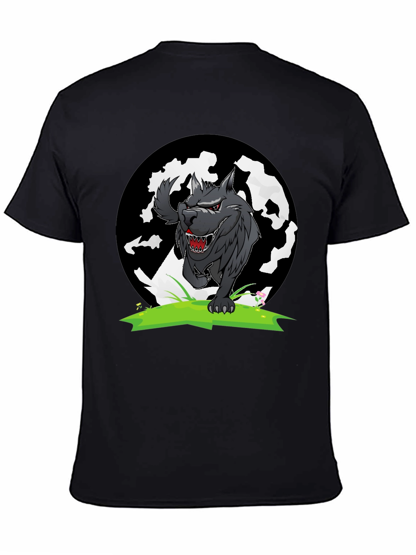 Wolf Graphic Tee - Black Cotton T-Shirt