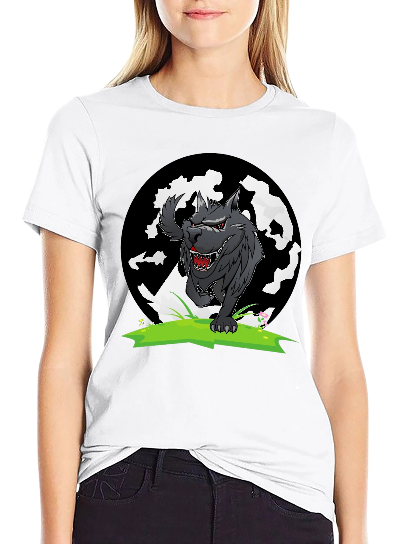 Wolf Graphic Tee - Black Cotton T-Shirt