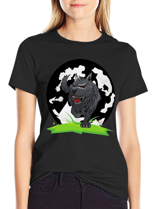 Wolf Graphic Tee - Black Cotton T-Shirt