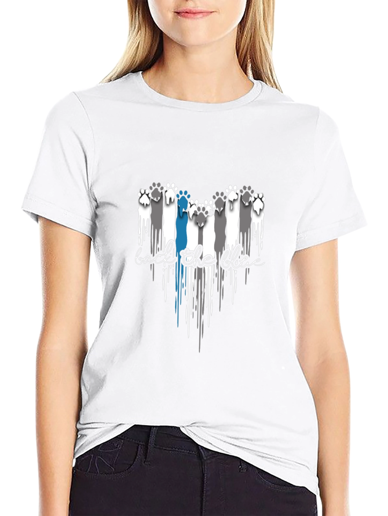 Back the Blue Paw Print Graphic Tee