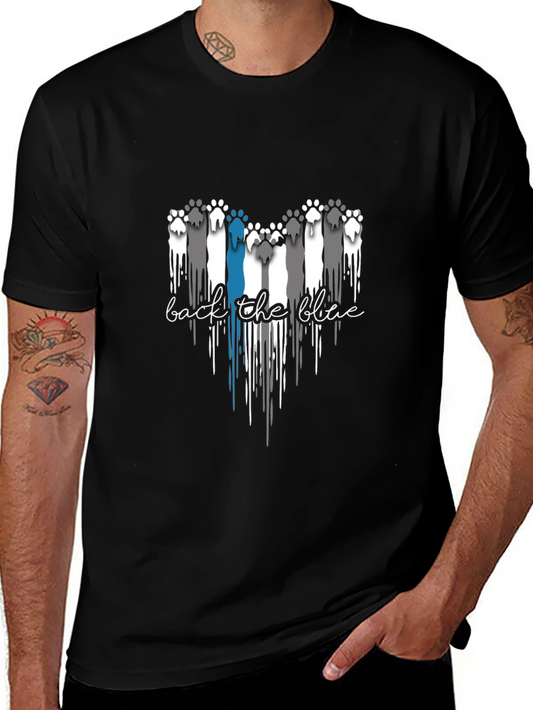 Back the Blue Paw Print Graphic Tee