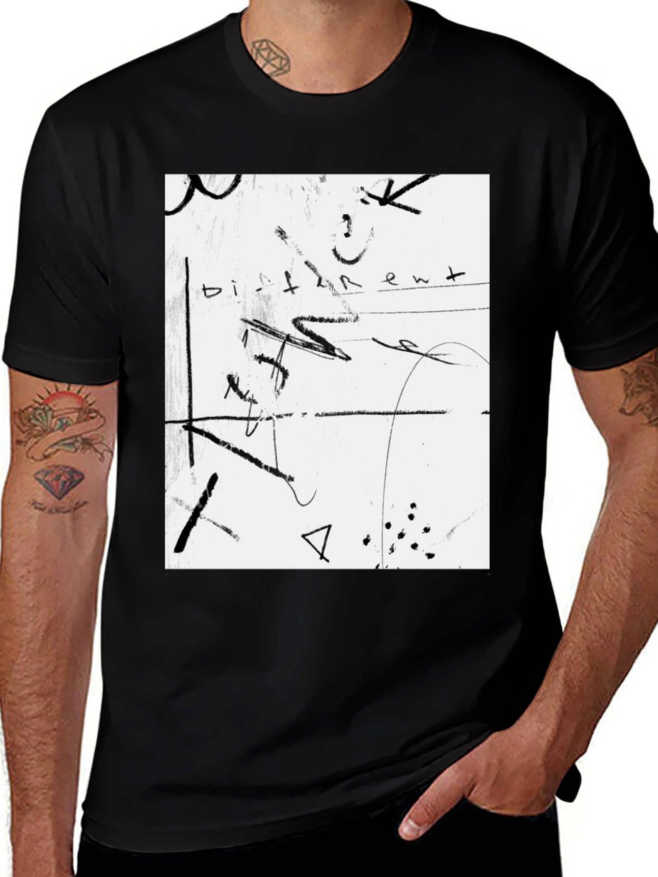 Abstract Art Graphic Tee - Black Unisex Shirt