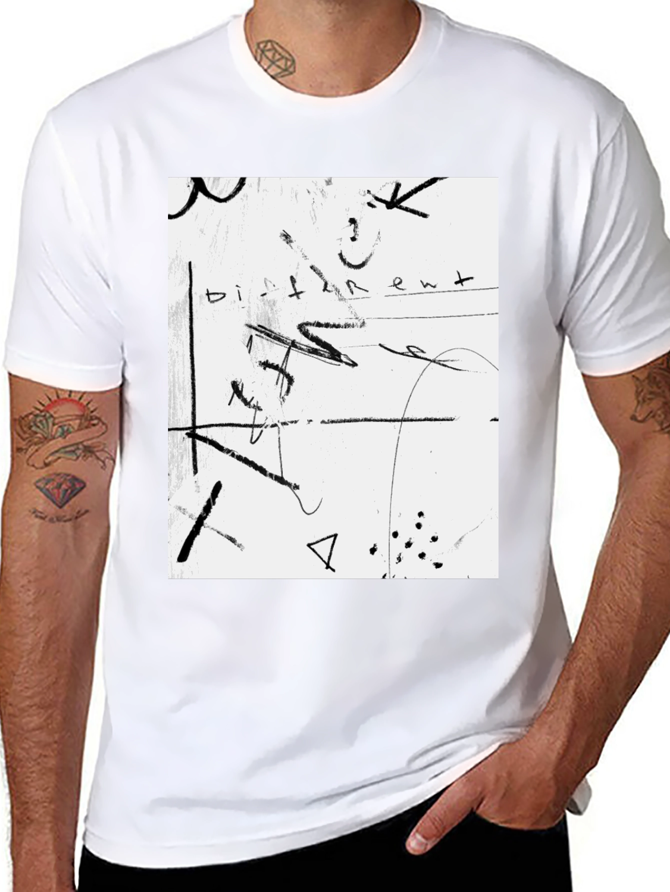 Abstract Art Graphic Tee - Black Unisex Shirt