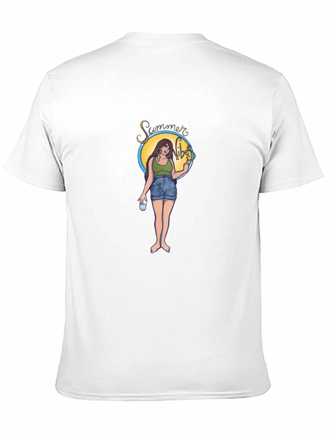 Summer Vibes Graphic Tee - Black Cotton T-Shirt