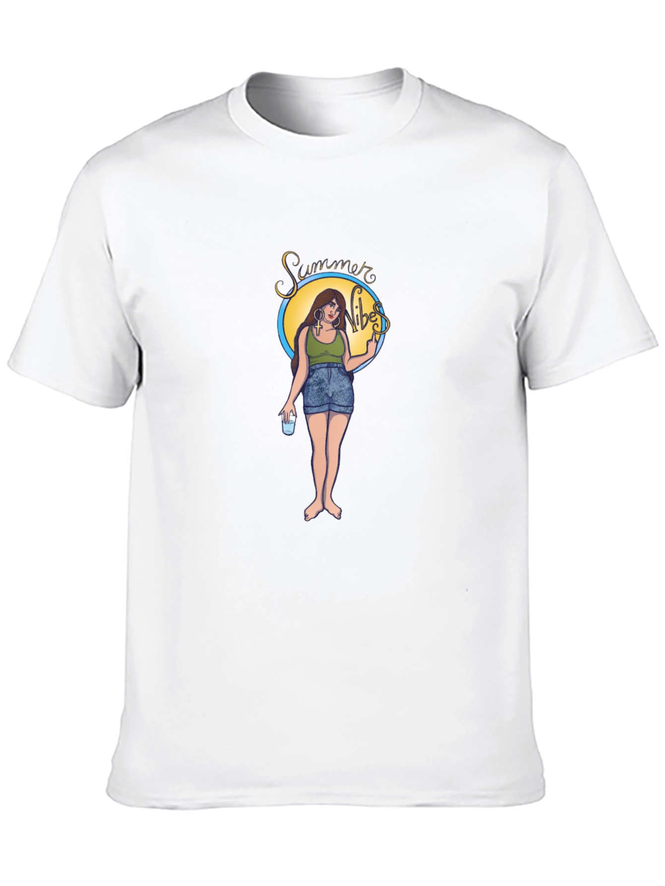 Summer Vibes Graphic Tee - Black Cotton T-Shirt