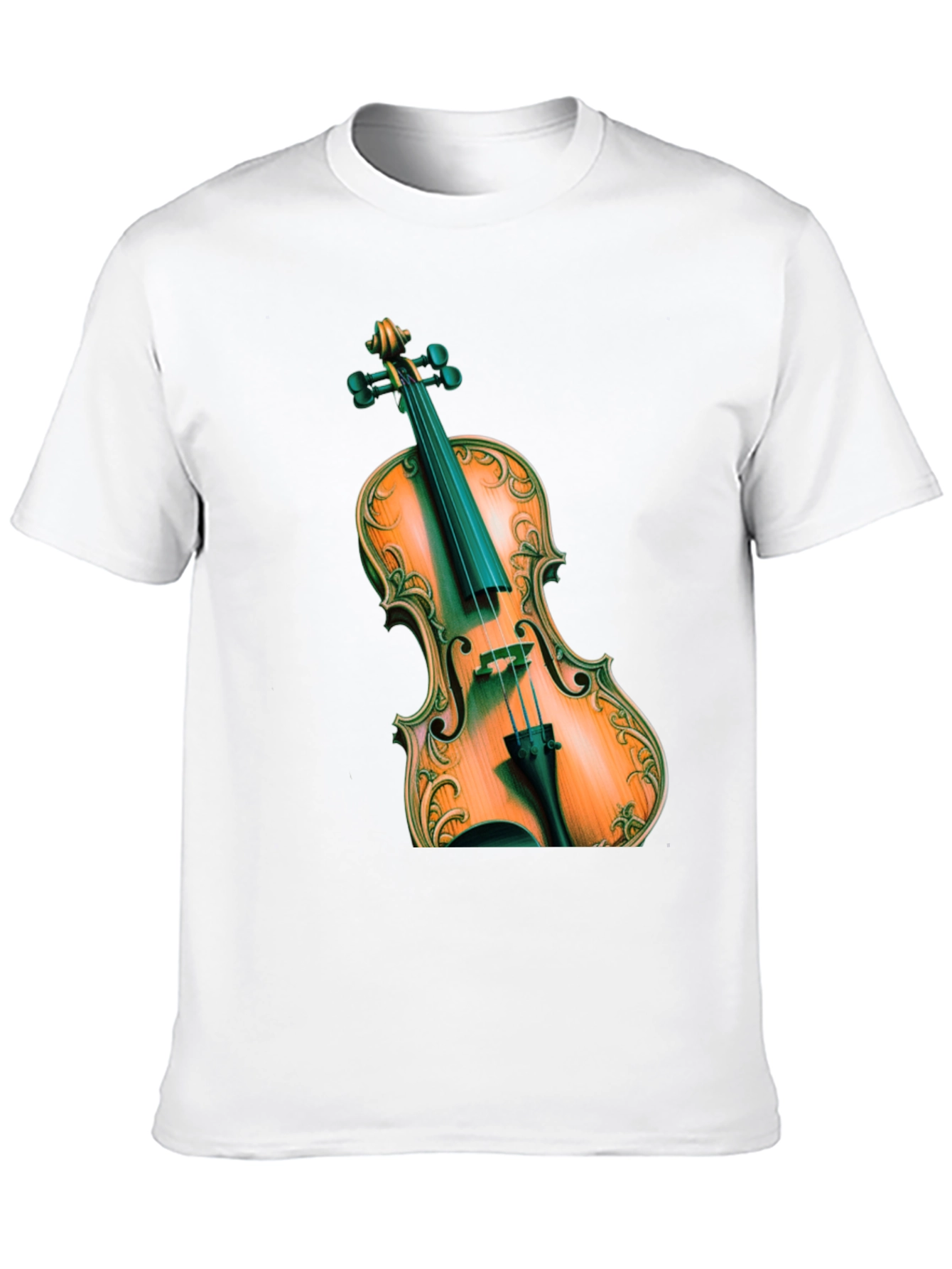 Violin Graphic Print Black T-Shirt