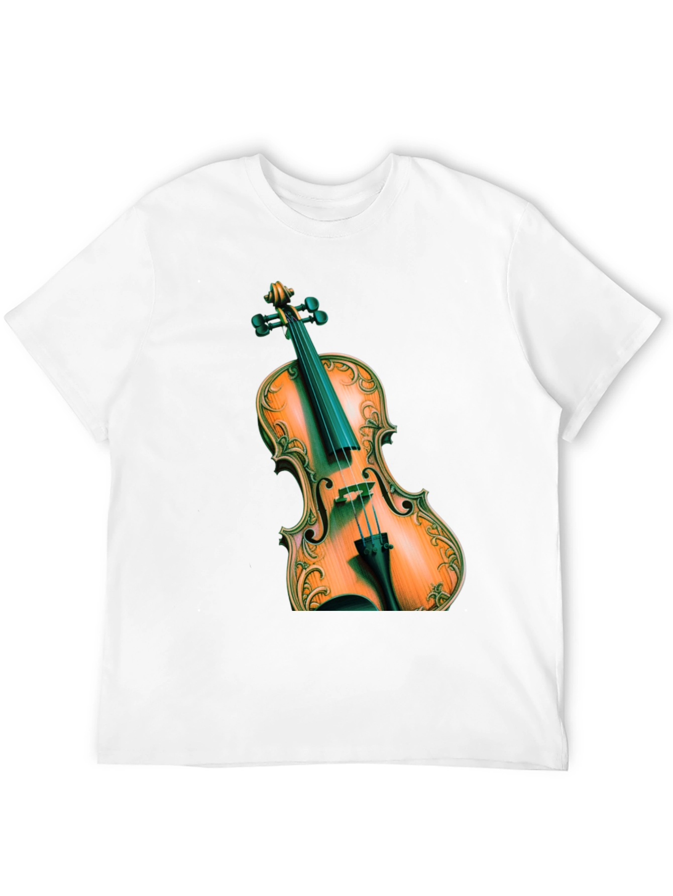 Violin Graphic Print Black T-Shirt
