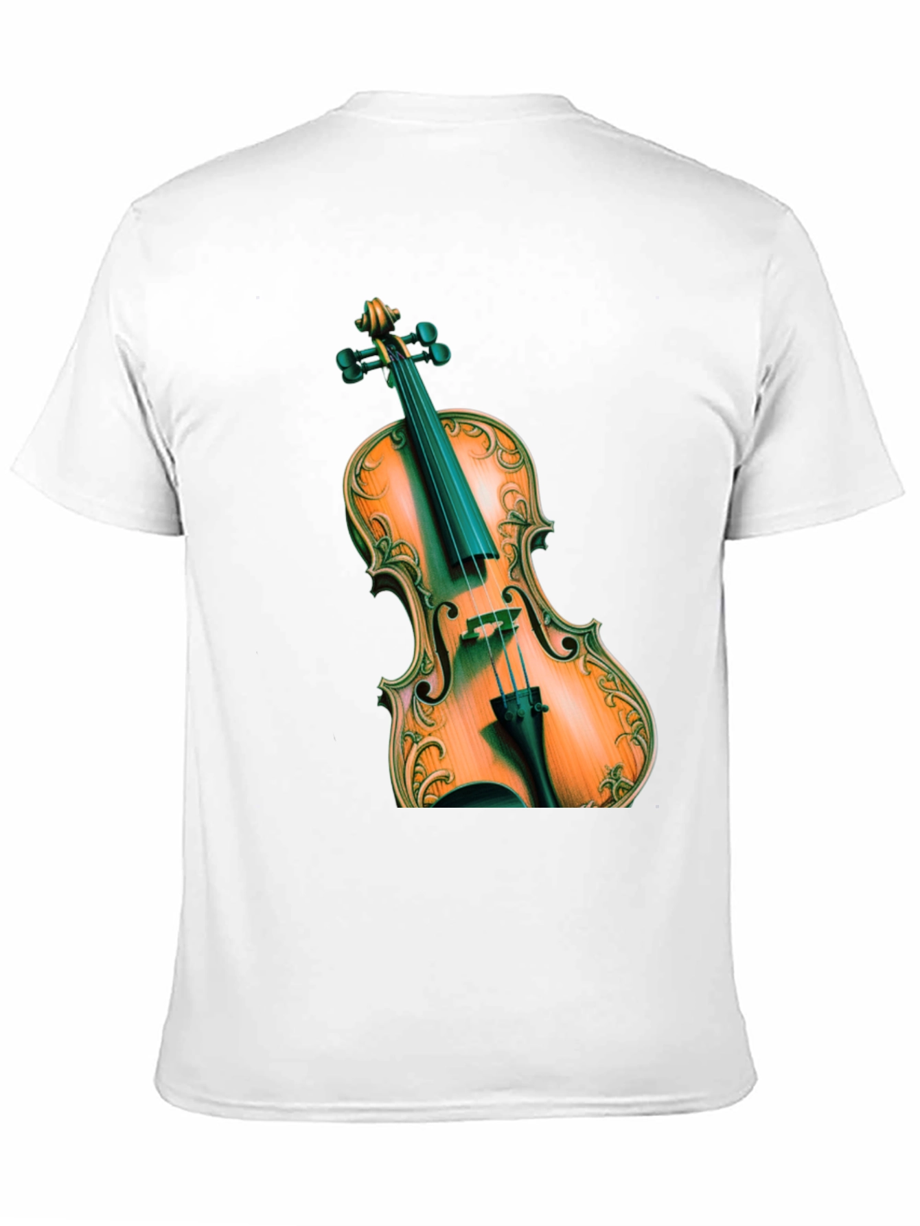 Violin Graphic Print Black T-Shirt