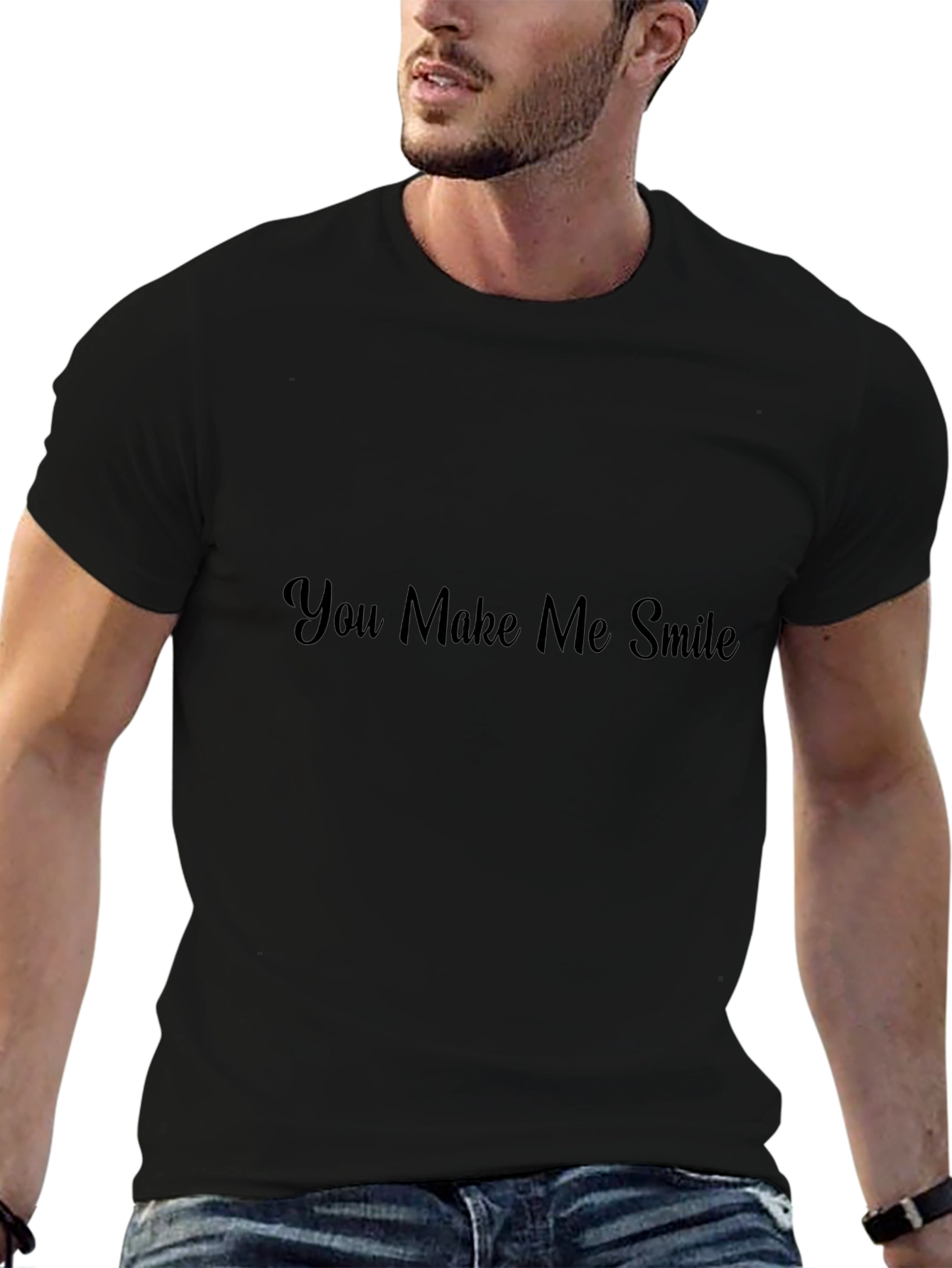 You Make Me Smile Graphic Tee - Black
