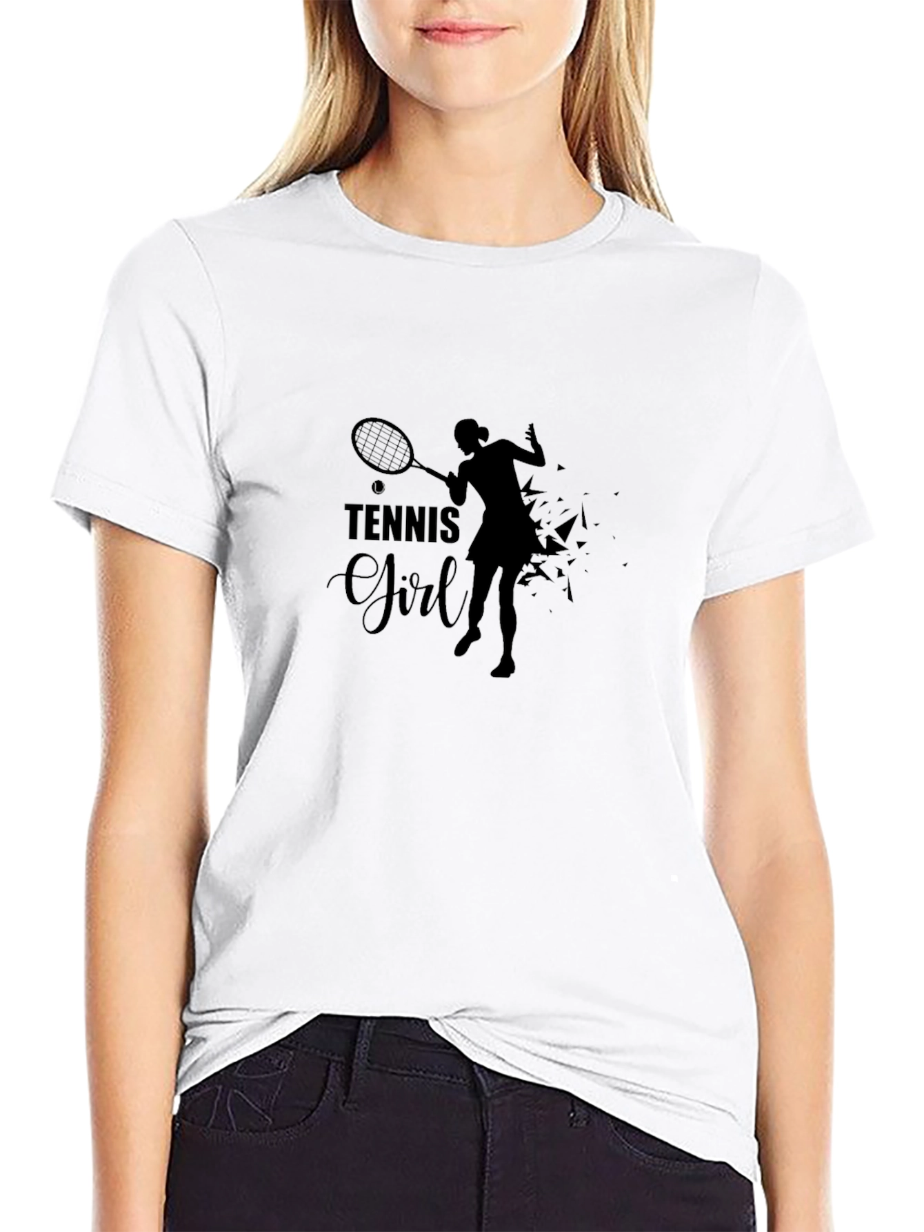Tennis Girl Black T-Shirt