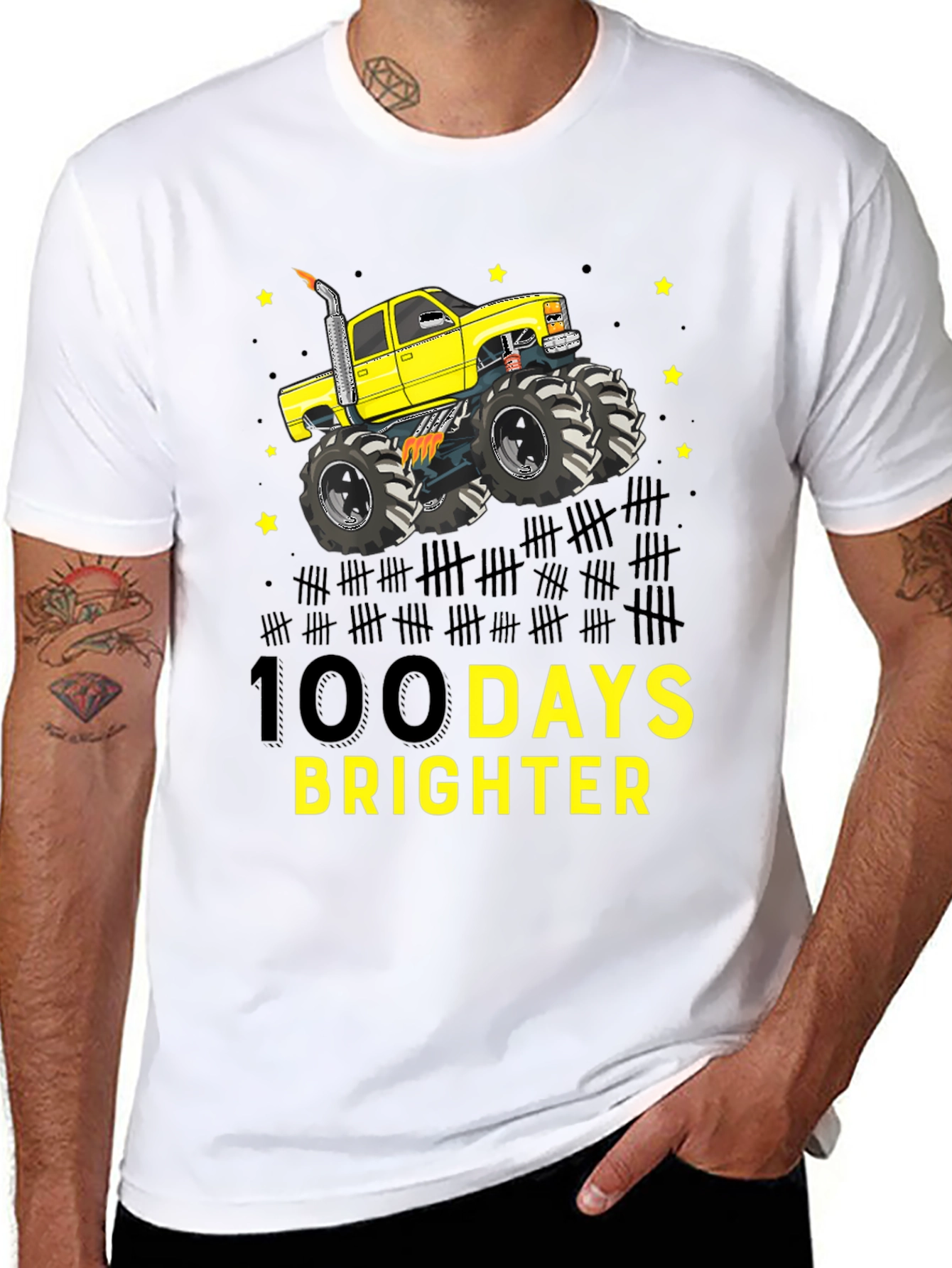 100 Days Brighter Monster Truck T-Shirt