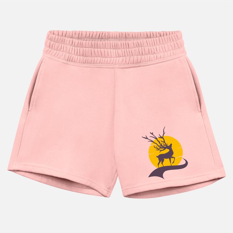 Kids T-Shirt Graceful Stag Yellow Sun Design