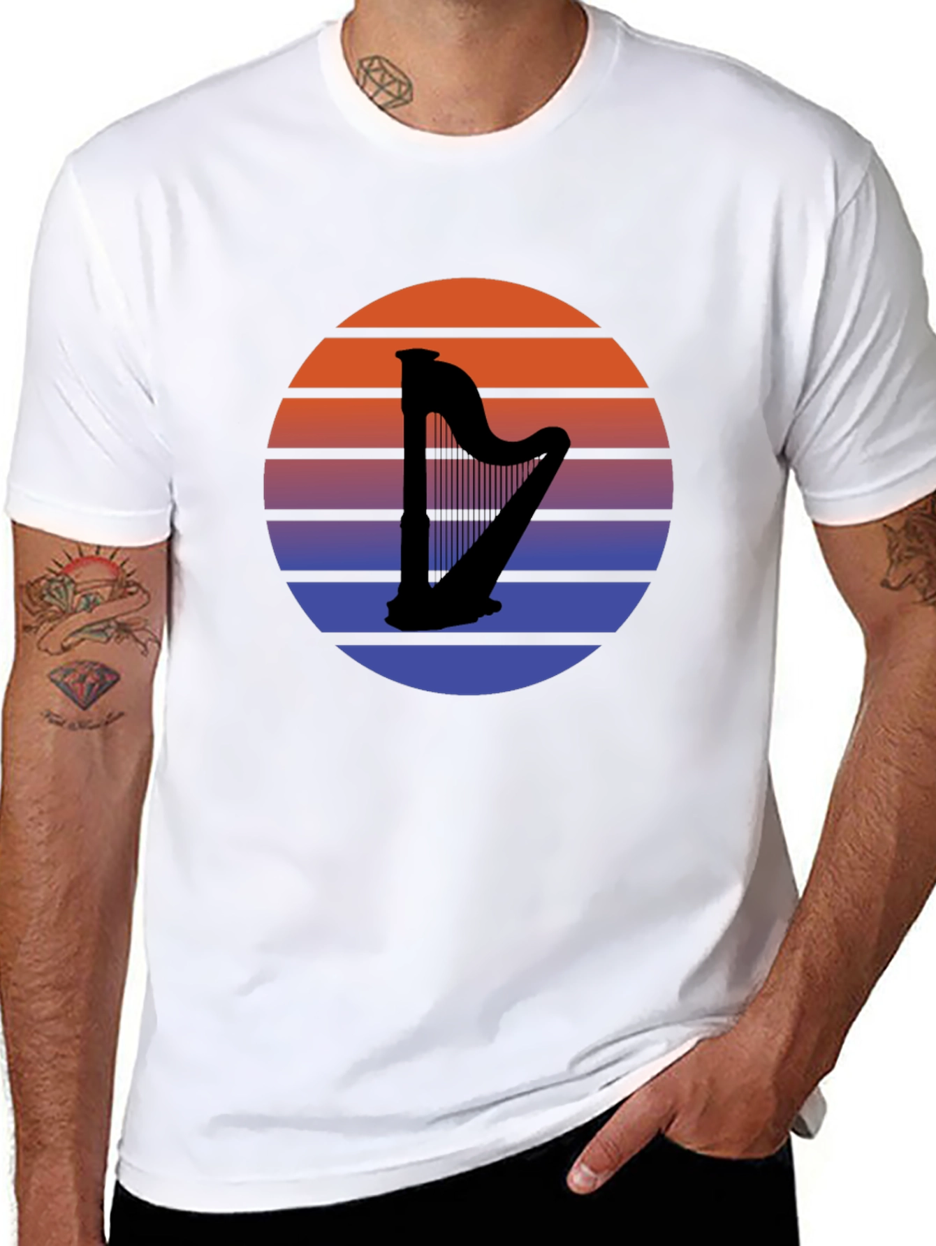 Sunset Harp Graphic Tee - Retro Style