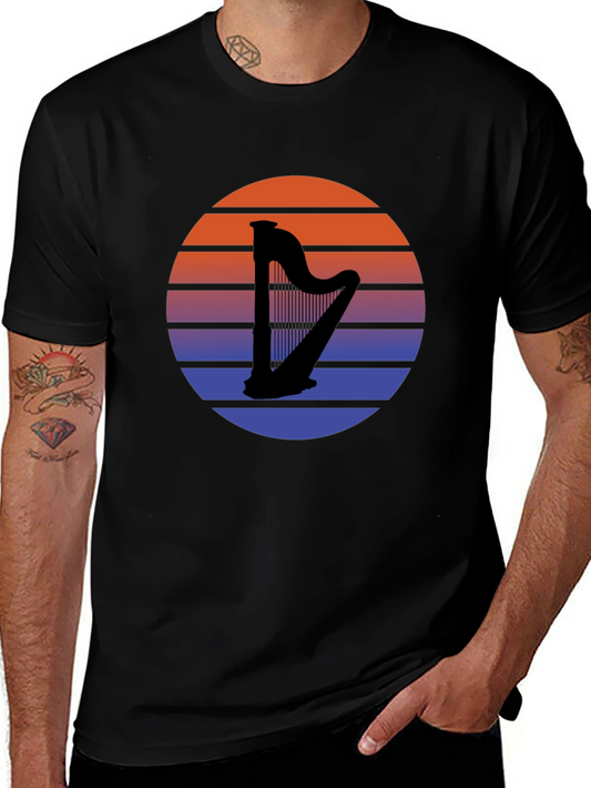 Sunset Harp Graphic Tee - Retro Style