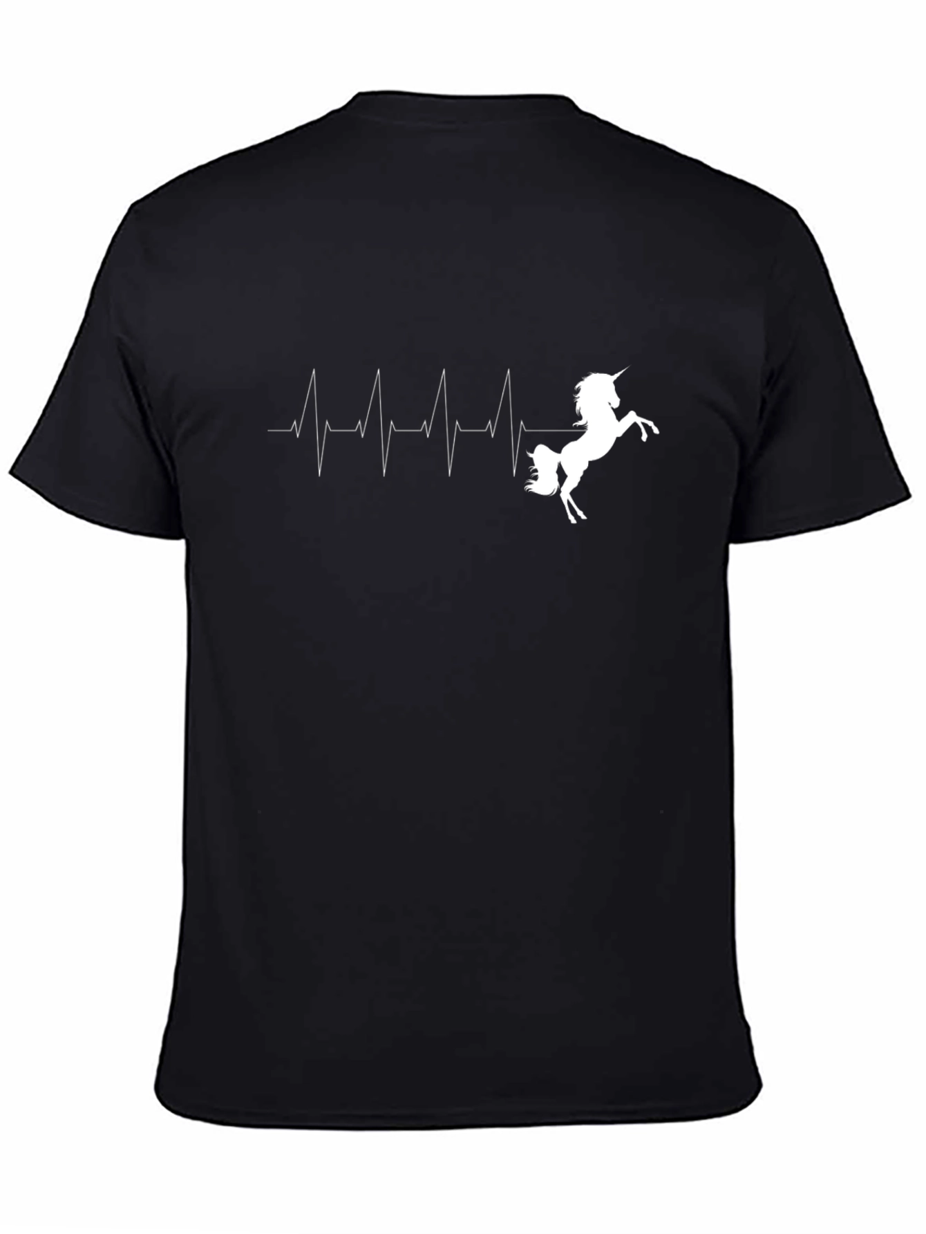 Unicorn Heartbeat Graphic Black Tee