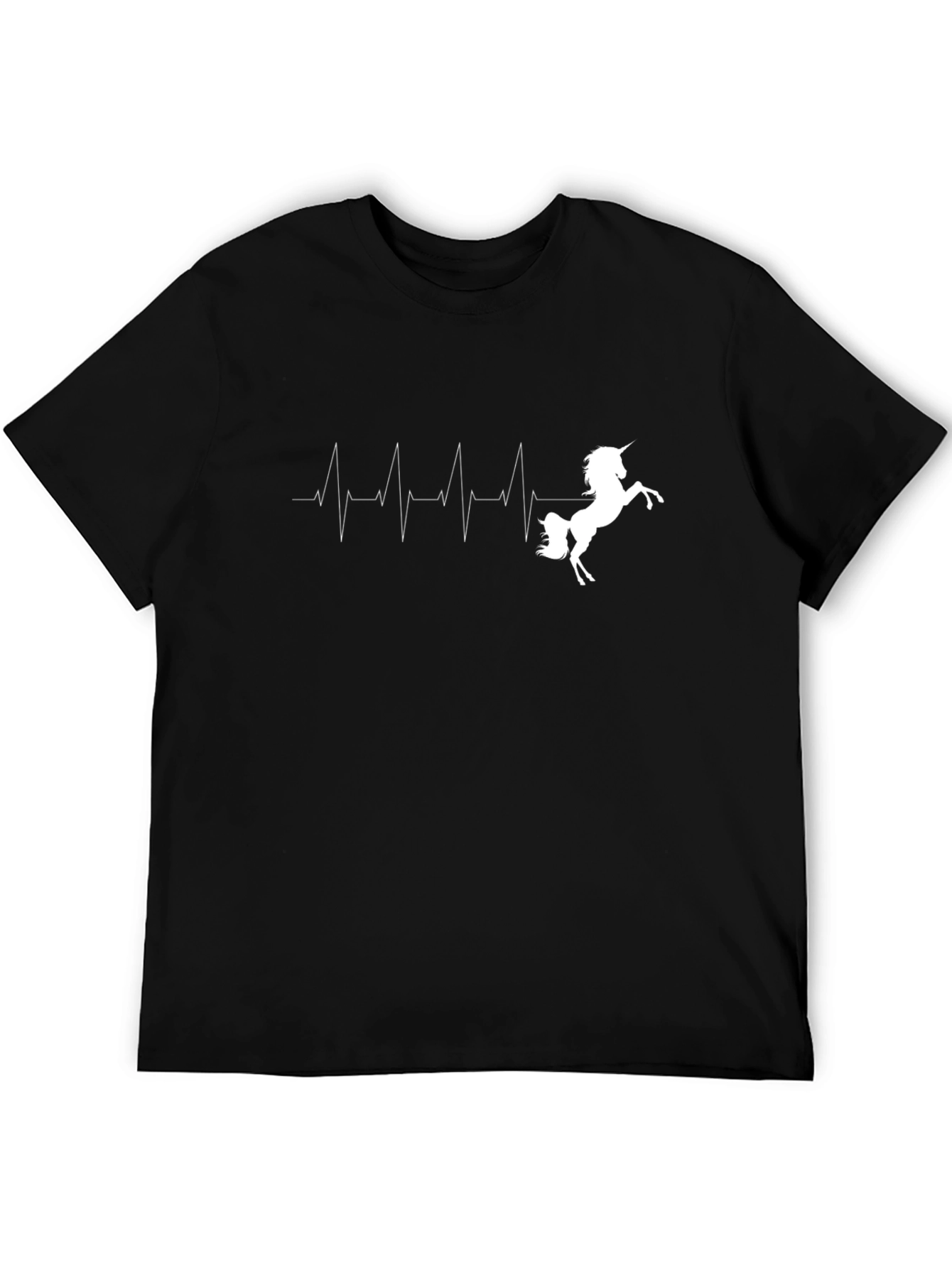 Unicorn Heartbeat Graphic Black Tee