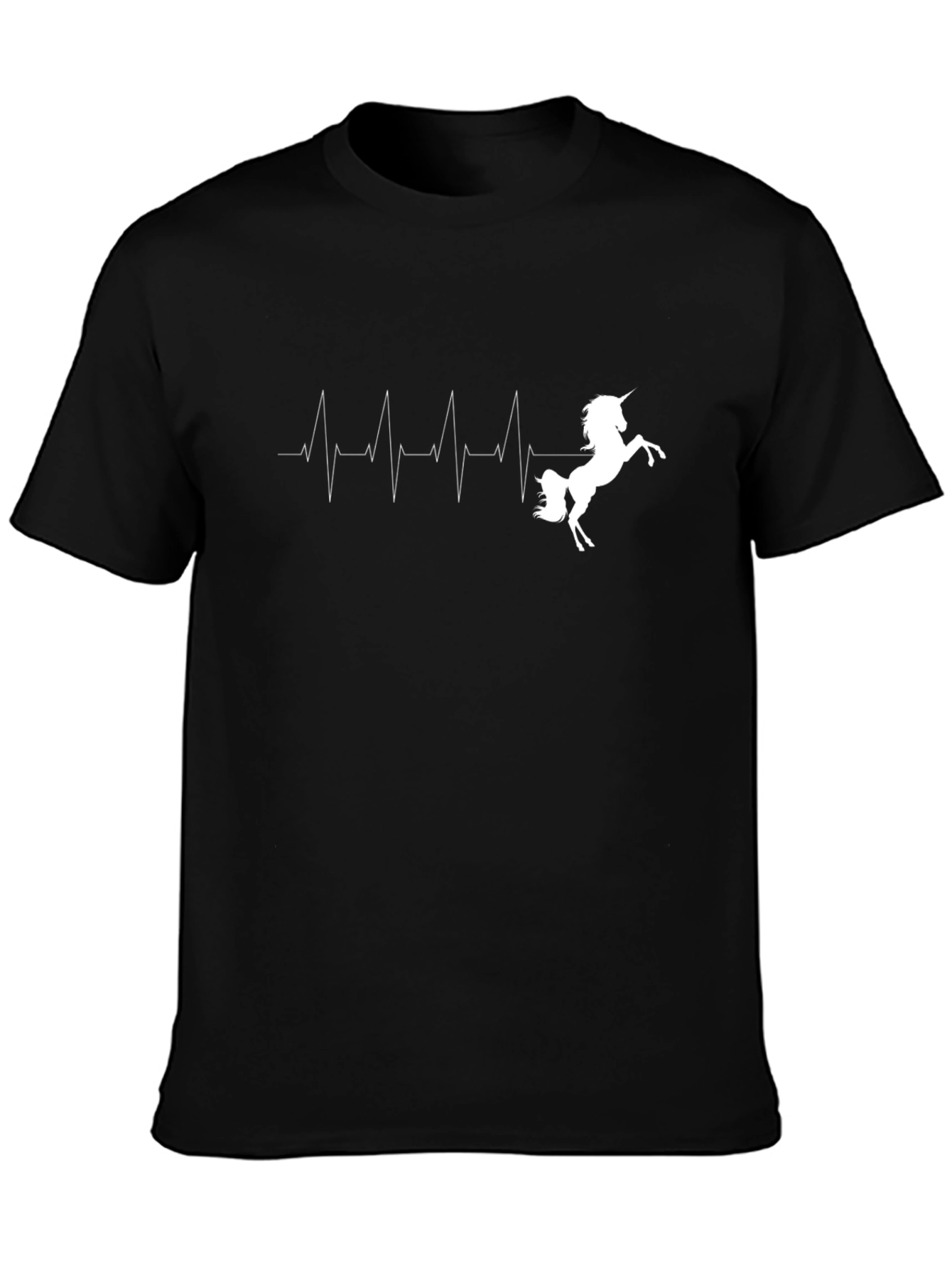 Unicorn Heartbeat Graphic Black Tee