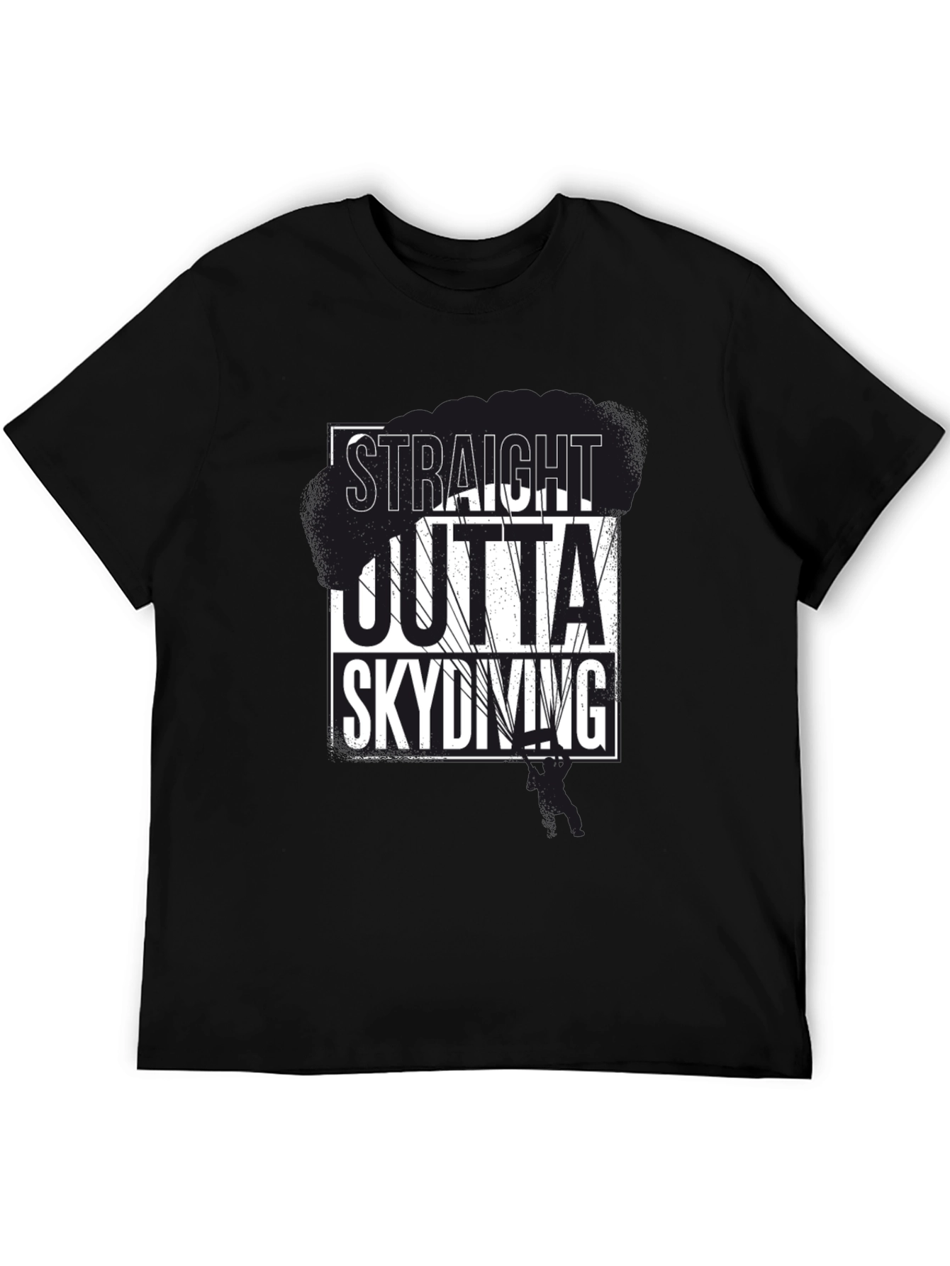 Straight Outta Skydiving Black Graphic Tee