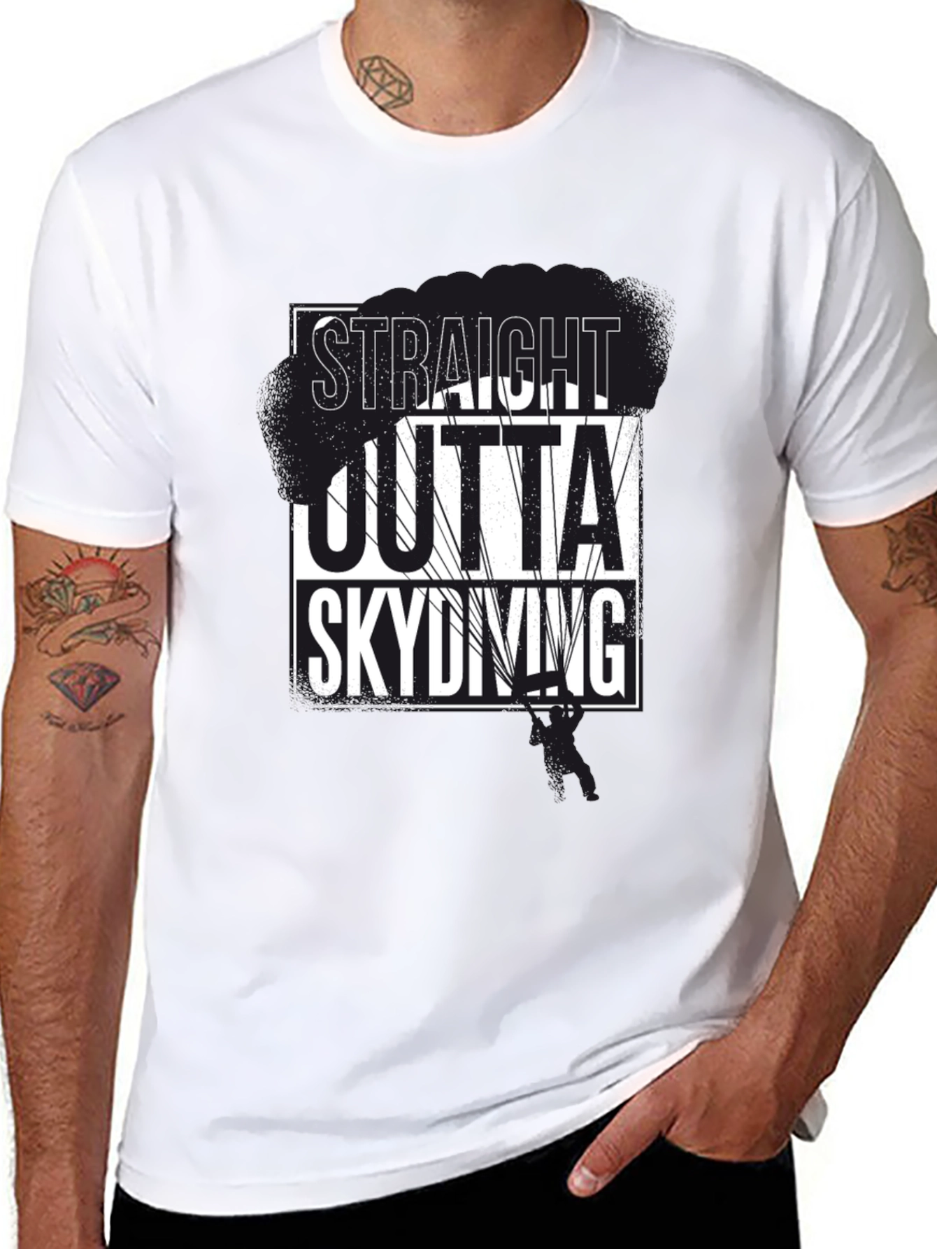 Straight Outta Skydiving Black Graphic Tee