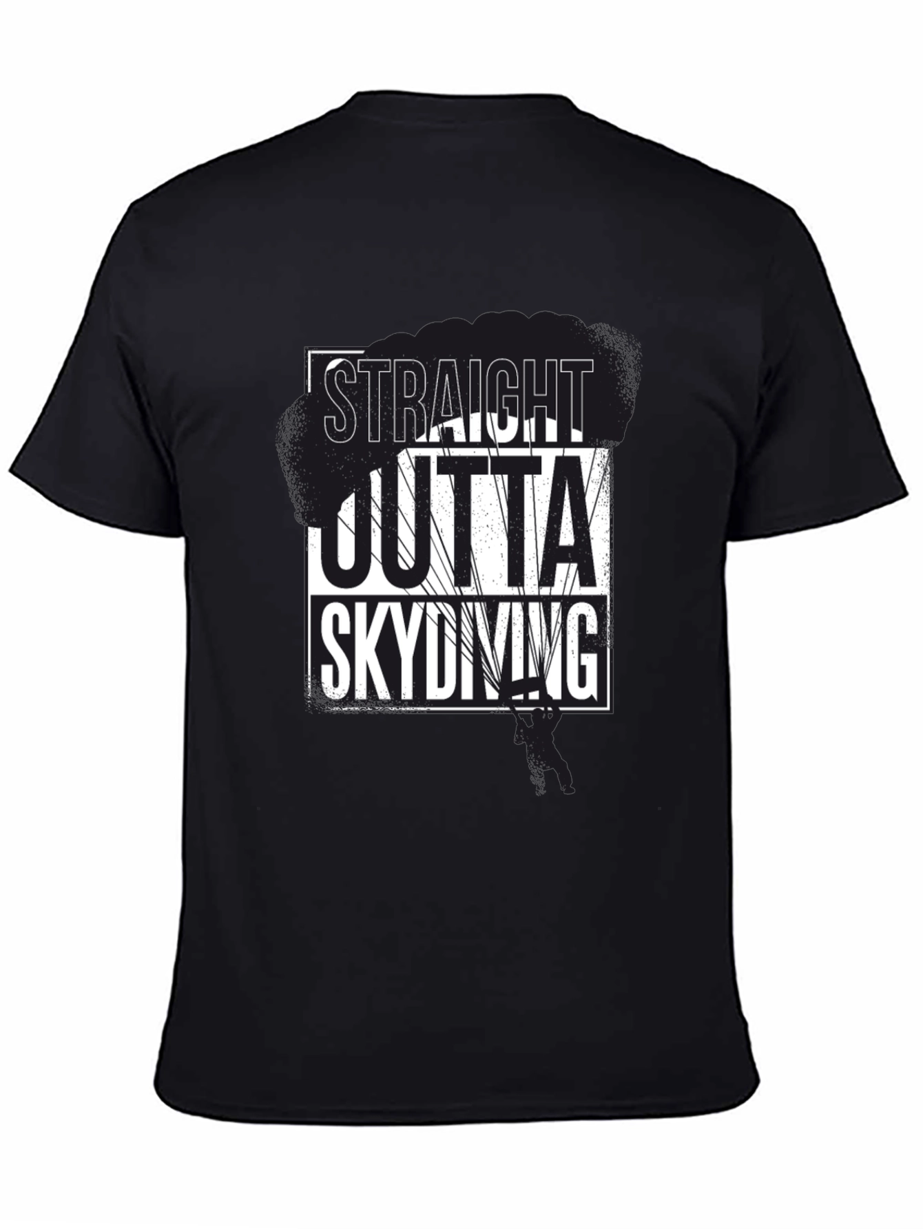 Straight Outta Skydiving Black Graphic Tee