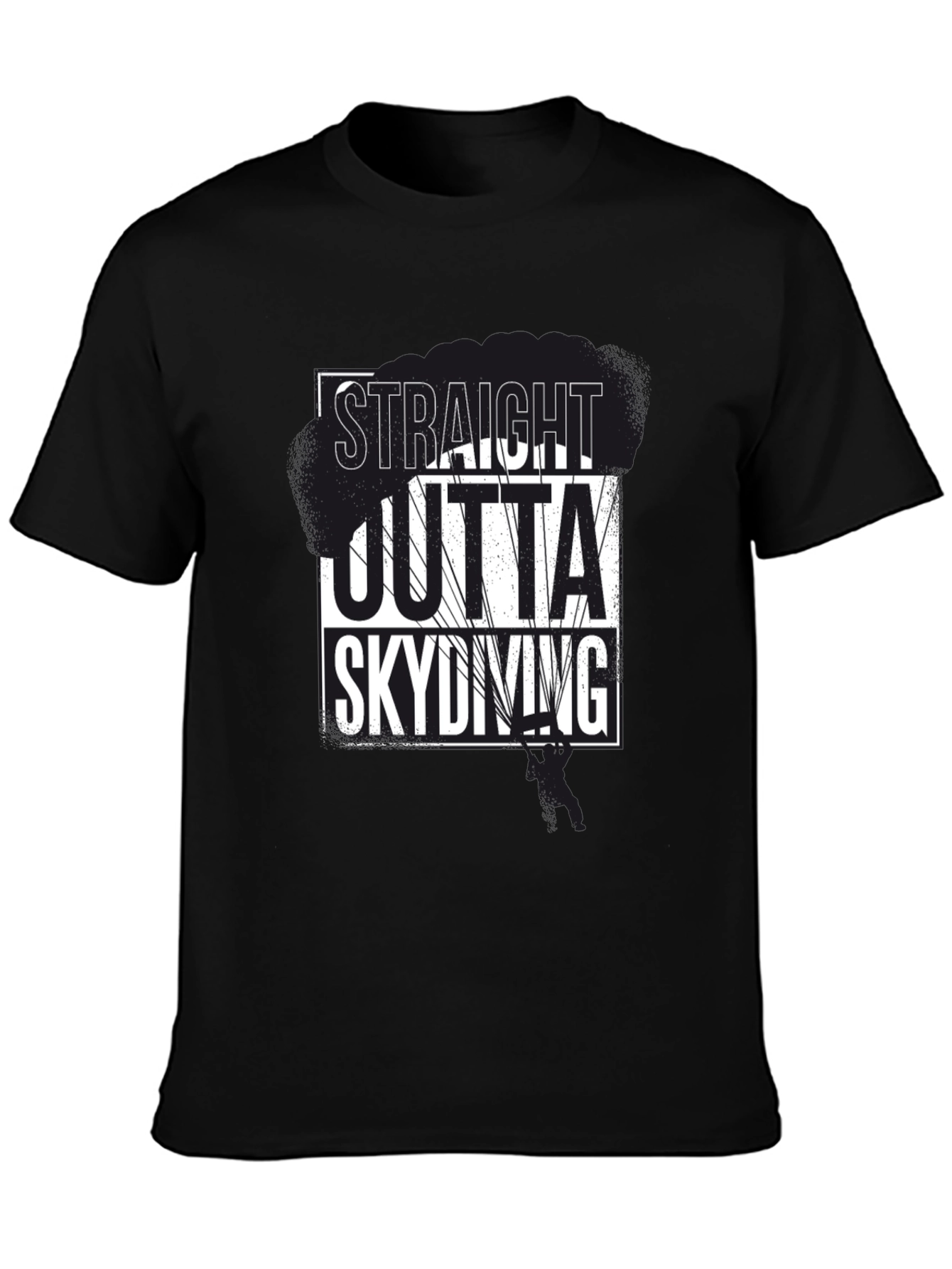 Straight Outta Skydiving Black Graphic Tee