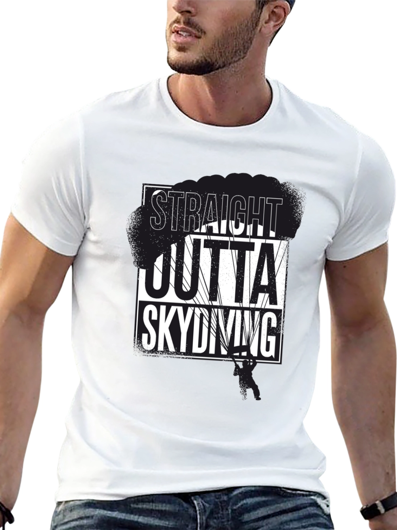 Straight Outta Skydiving Black Graphic Tee