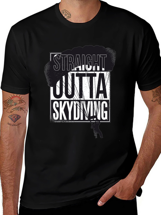 Straight Outta Skydiving Black Graphic Tee