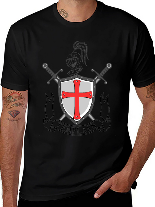 Templar Shield & Swords Graphic Tee - Black