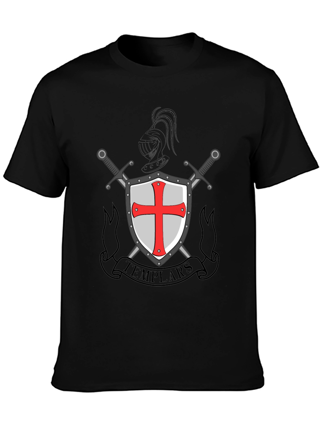Templar Shield & Swords Graphic Tee - Black