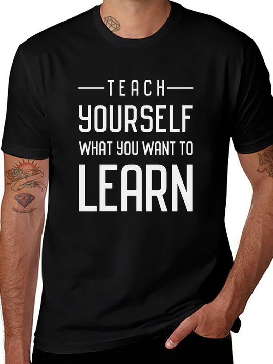 Teach Yourself to Learn Black Graphic Tee Shirt