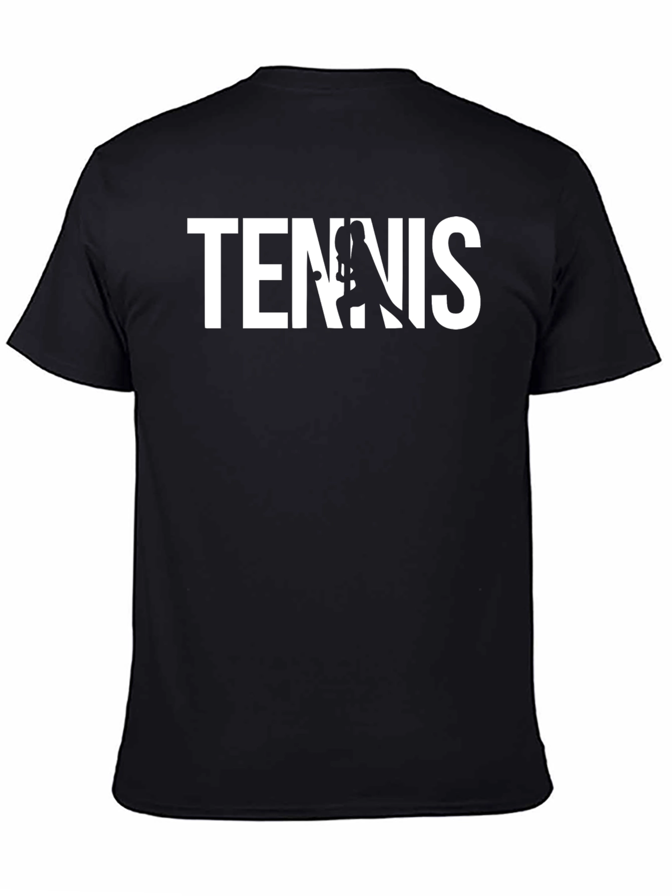 Tennis Player Graphic Tee - Black Cotton
