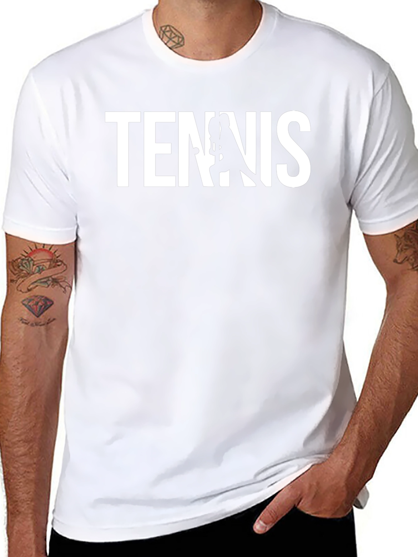 Tennis Player Graphic Tee - Black Cotton