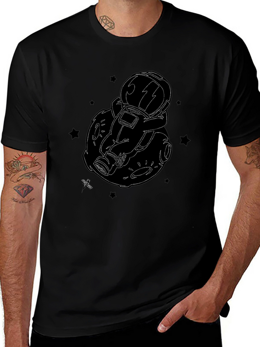 Astronaut Moon Black Graphic Tee