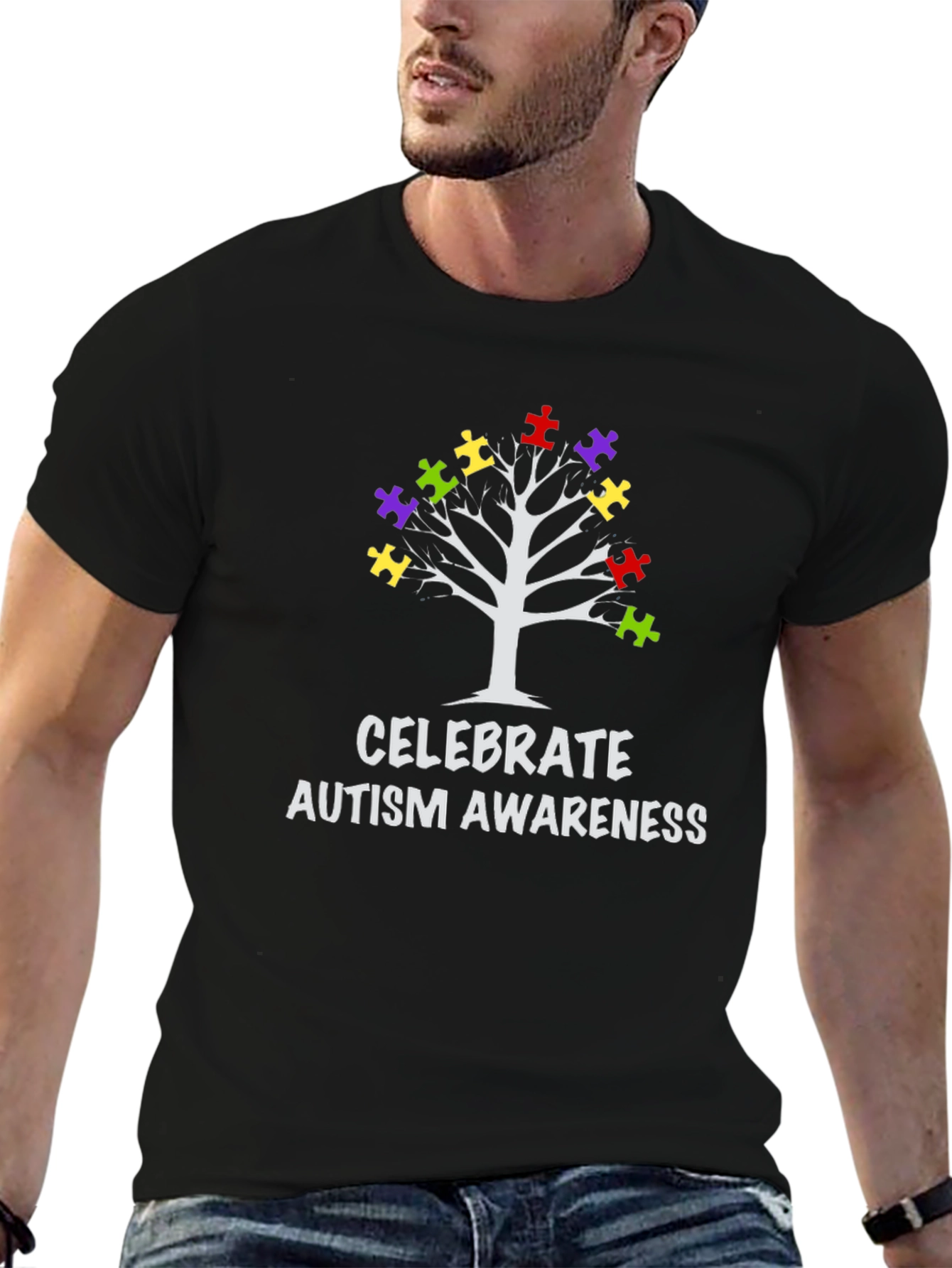 Autism Awareness Puzzle Tree Graphic Tee