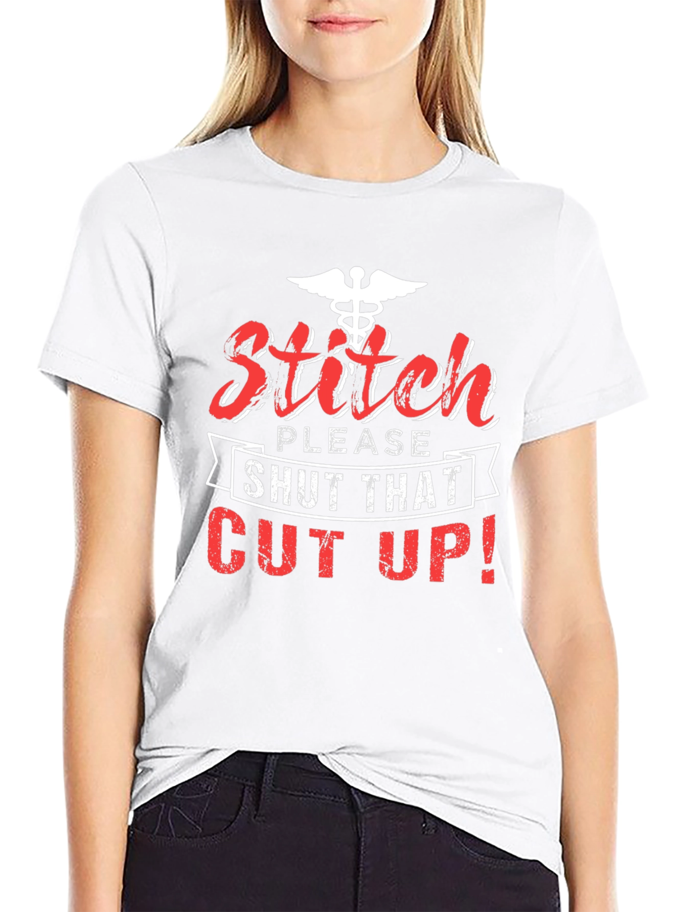 Stitch Please Shut That Cut Up! Black T-Shirt