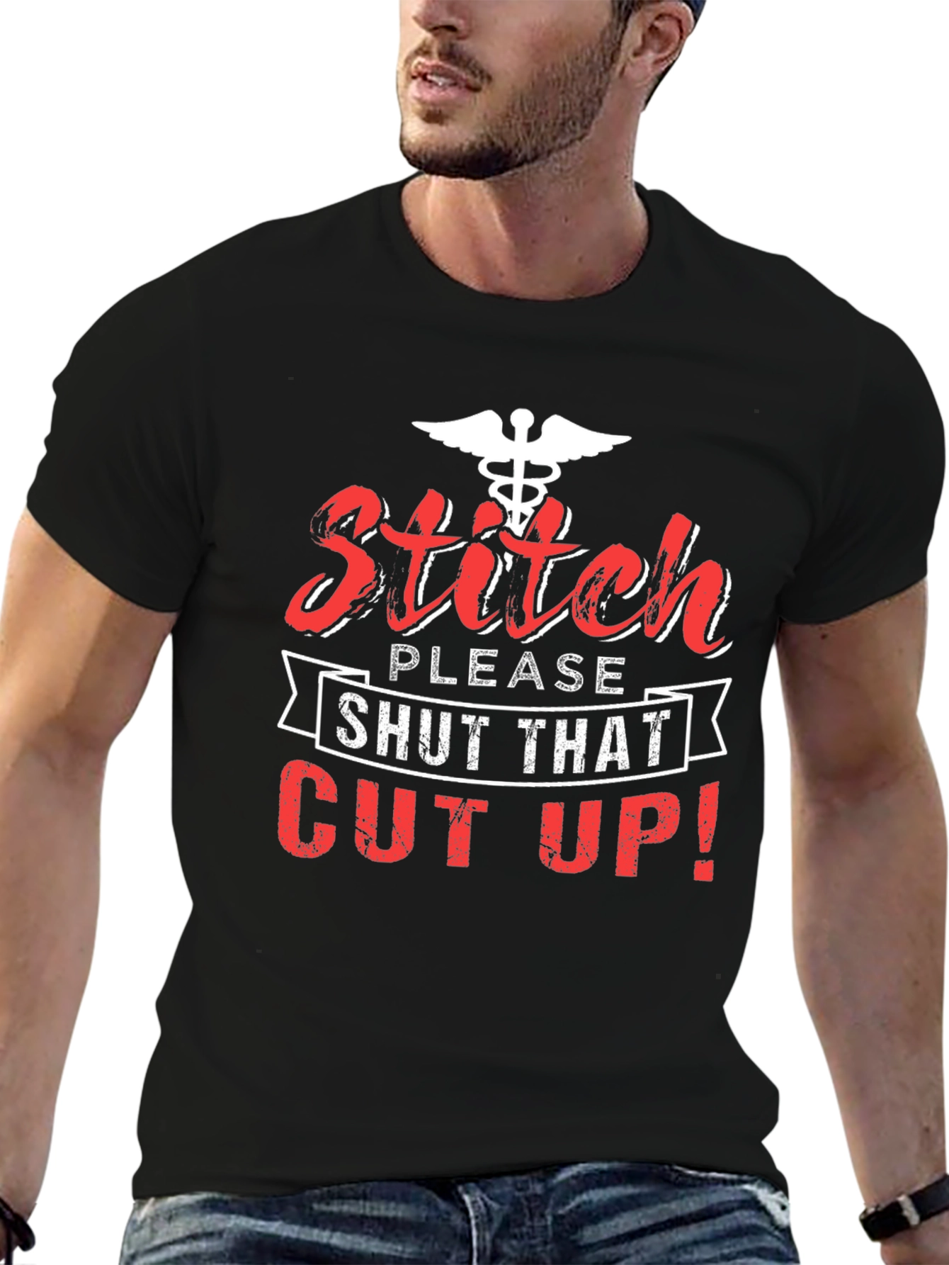 Stitch Please Shut That Cut Up! Black T-Shirt