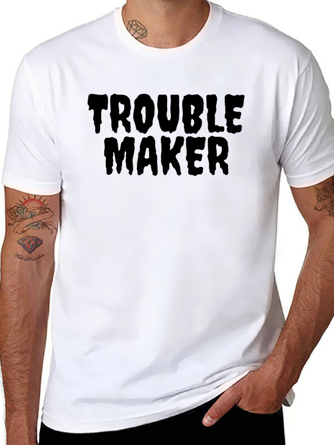Trouble Maker Graphic Tee - Black Cotton Casual T-Shirt