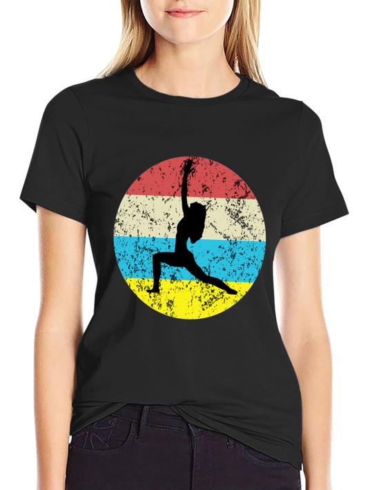 Yoga Pose Graphic Tee - Vintage Style Black T-Shirt