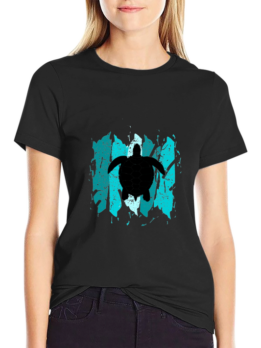 Turtle Graphic T-Shirt - Black Distressed Design