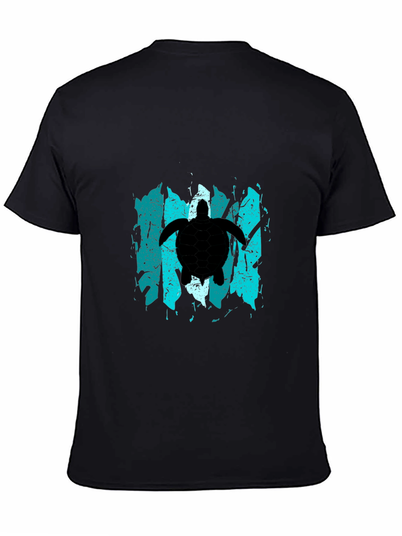 Turtle Graphic T-Shirt - Black Distressed Design