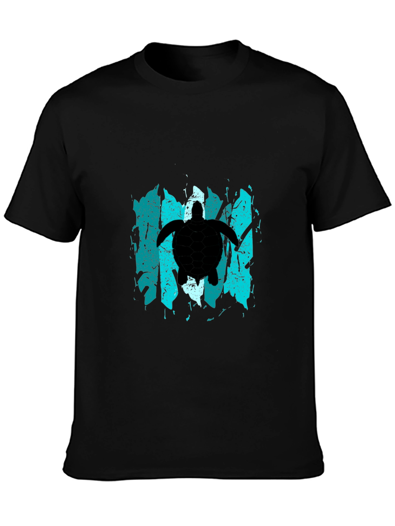 Turtle Graphic T-Shirt - Black Distressed Design