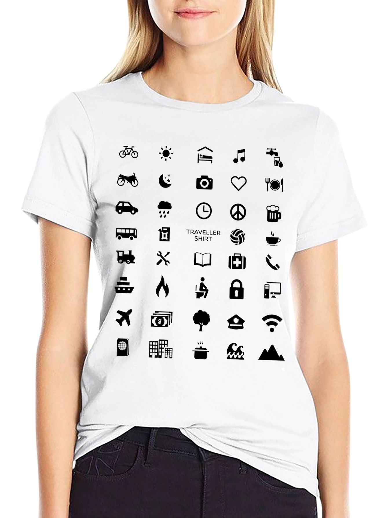 Traveler Icon Tee - Black Crew Neck T-Shirt