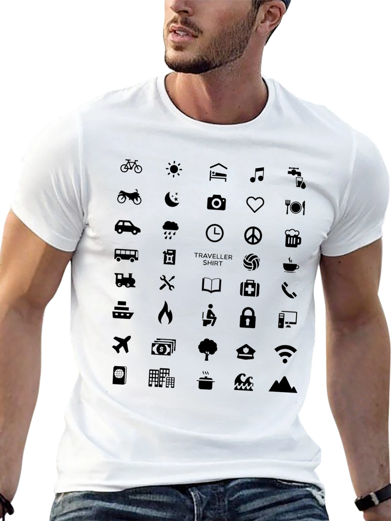 Traveler Icon Tee - Black Crew Neck T-Shirt