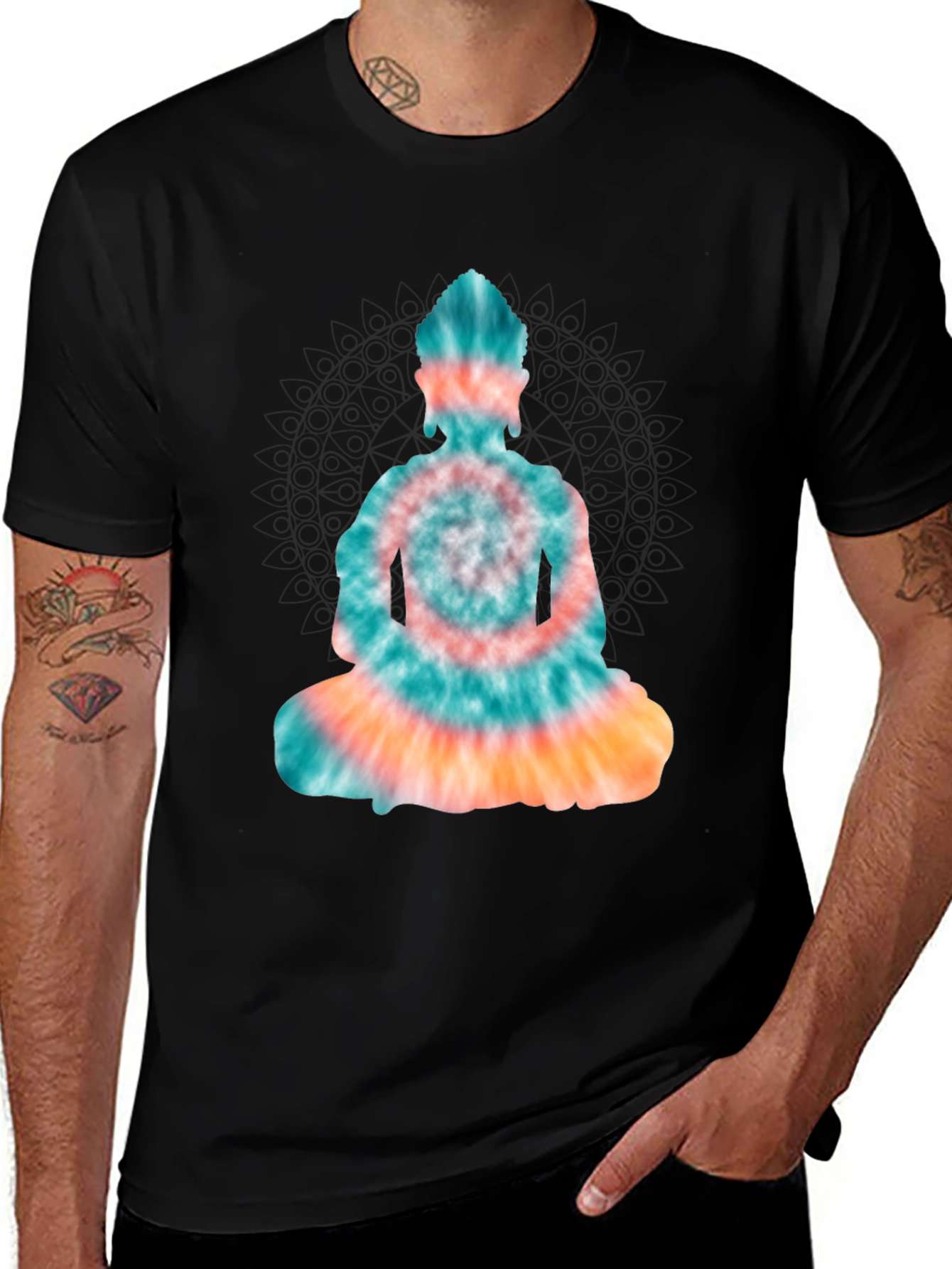 Tie Dye Buddha Graphic Tee - Black