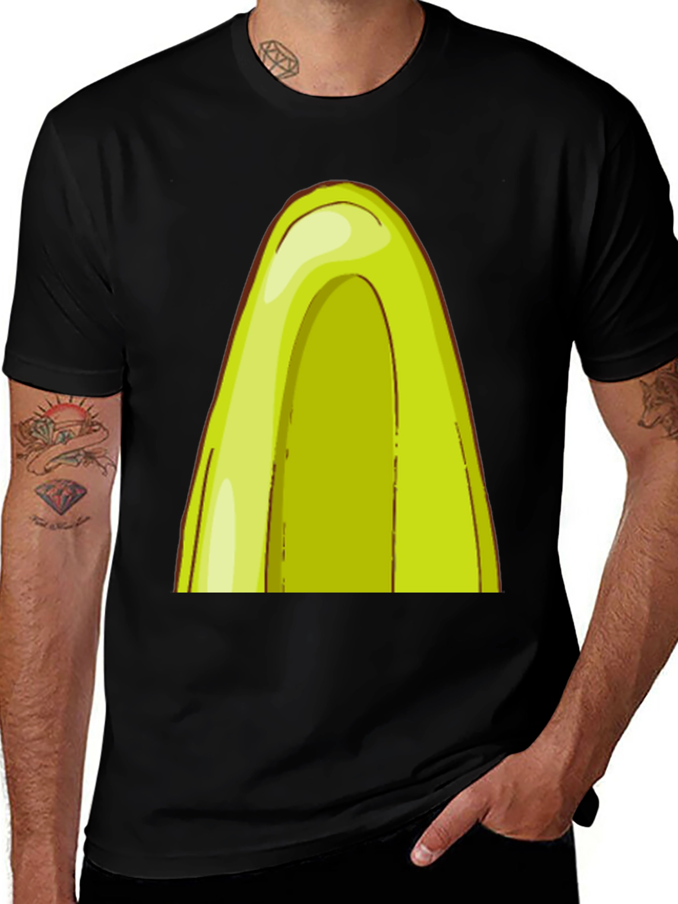 Avocado Slice Graphic Black T-Shirt