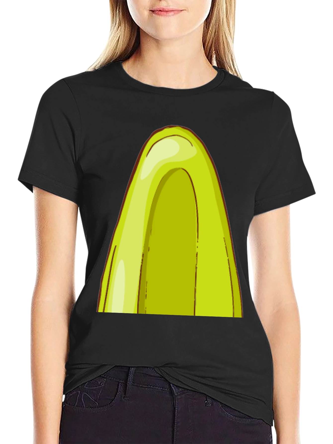 Avocado Slice Graphic Black T-Shirt