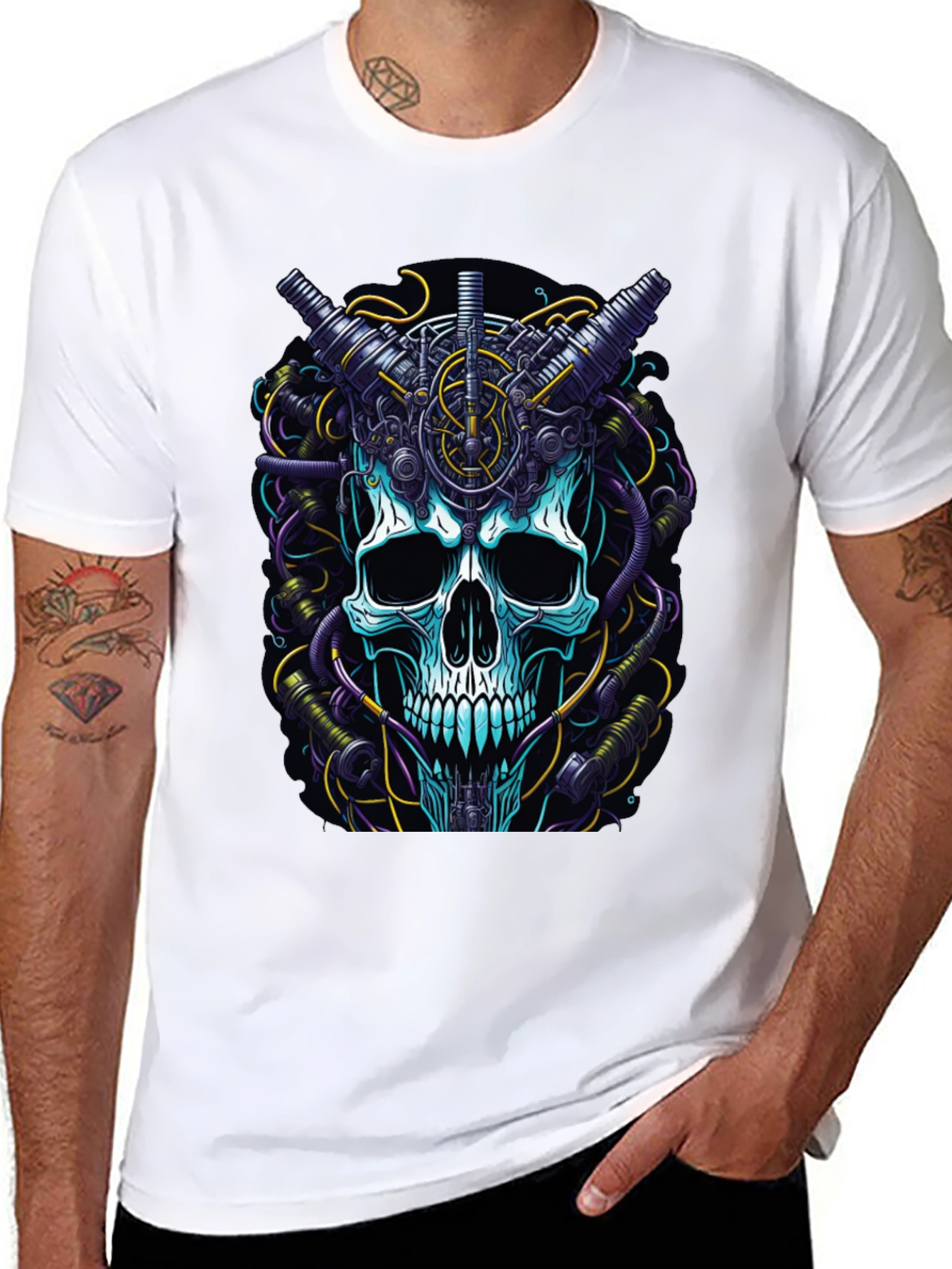 Steampunk Skull Graphic T-Shirt - Mens Black Tee