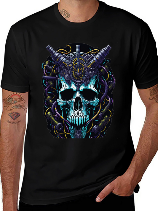 Steampunk Skull Graphic T-Shirt - Mens Black Tee