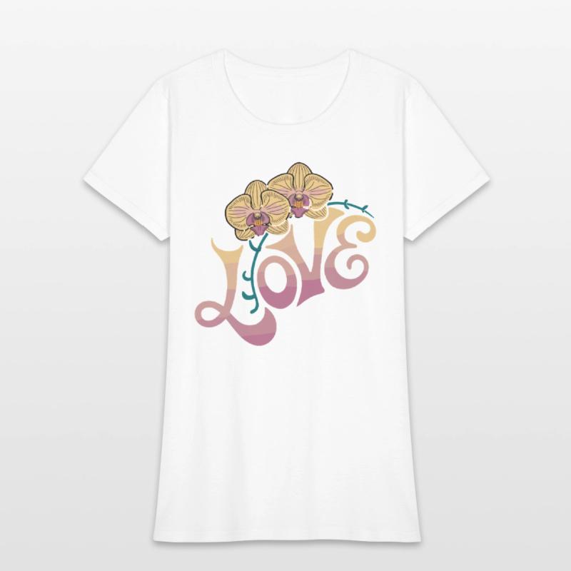 Love Orchids Floral Typography Art with Elegant